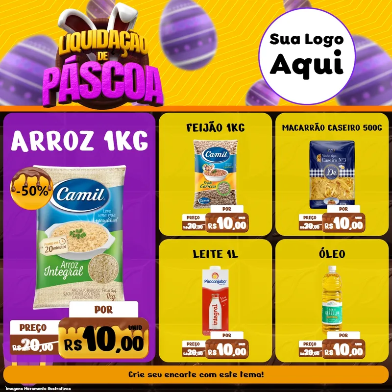 Modelo de Rede Social para Feed Facebook com o tema Liquidação de Páscoa para Supermercado