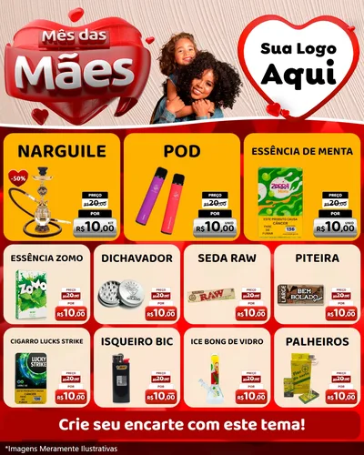 Modelo de Rede Social para Feed Instagram com o tema Mês das Mães para Tabacaria