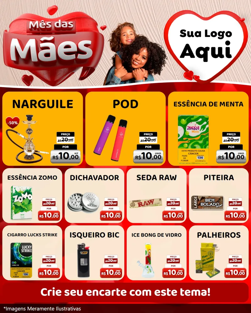 Modelo de Rede Social para Feed Instagram com o tema Mês das Mães para Tabacaria