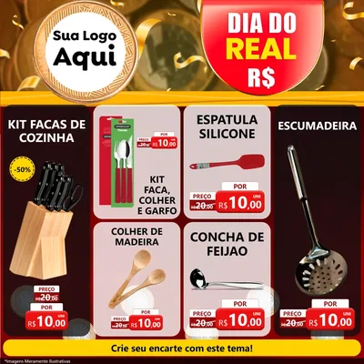 Modelo de Rede Social para Feed Facebook com o tema Dia do Real para Utilidades Domésticas