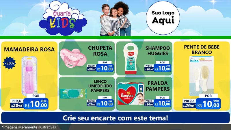 Modelo de TV para TV Horizontal com o tema Quarta Kids para Bebês