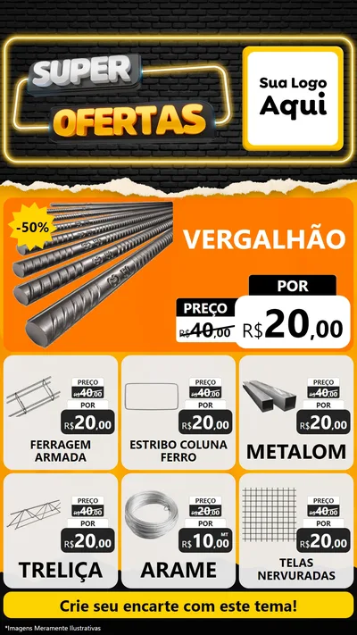 Modelo de Rede Social para Stories com o tema Super Ofertas para Ferragens