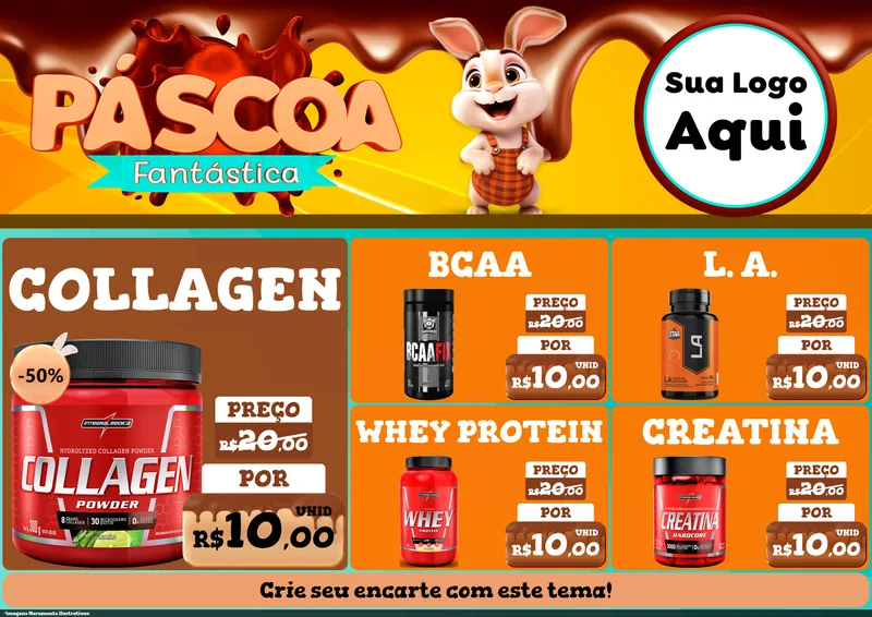 Modelo de Encarte para Encarte A4 Horizontal com o tema Páscoa Fantástica para Suplementos alimentares
