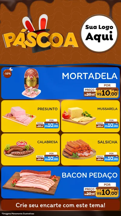 Modelo de TV para TV Vertical com o tema Páscoa para Frios e Laticínios