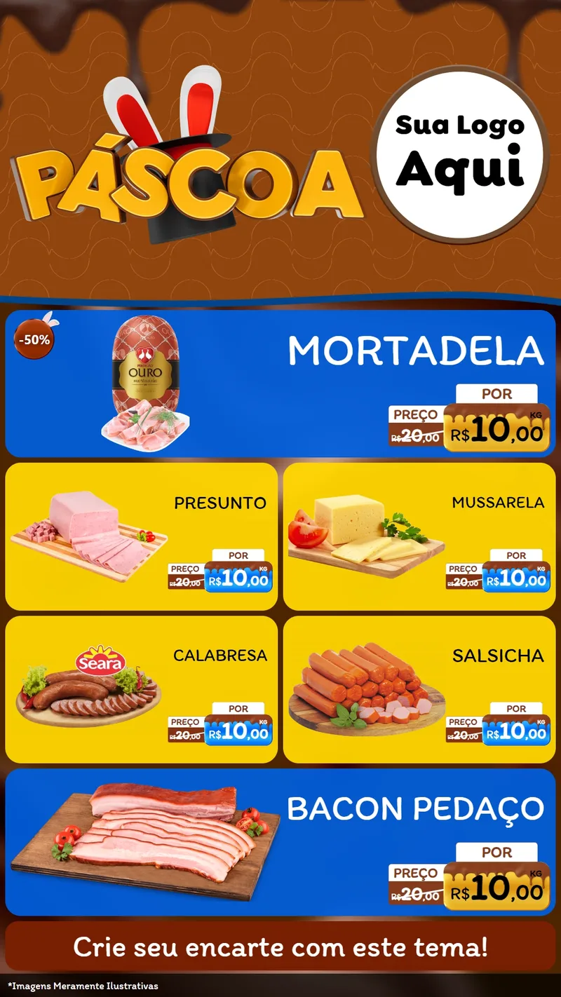 Modelo de TV para TV Vertical com o tema Páscoa para Frios e Laticínios