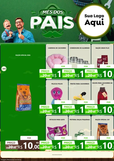 Modelo de Encarte para Encarte A4 Vertical com o tema Mês dos Pais para Pet Shop