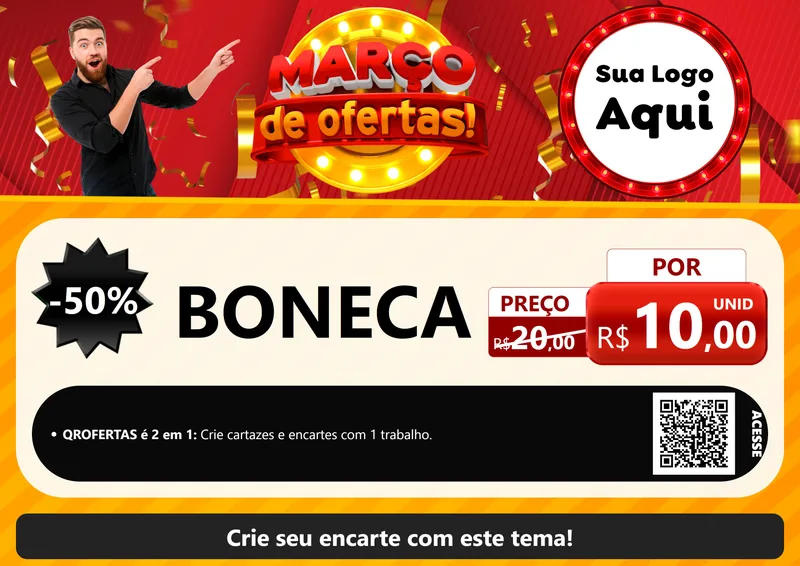 Modelo de Cartaz para Cartaz A4 Horizontal com o tema Março de Ofertas! para Brinquedos