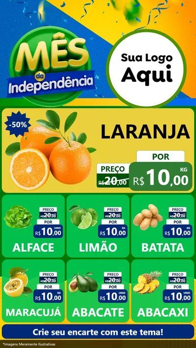 Modelo de Rede Social para Stories com o tema Mês da Independência para Hortifrúti