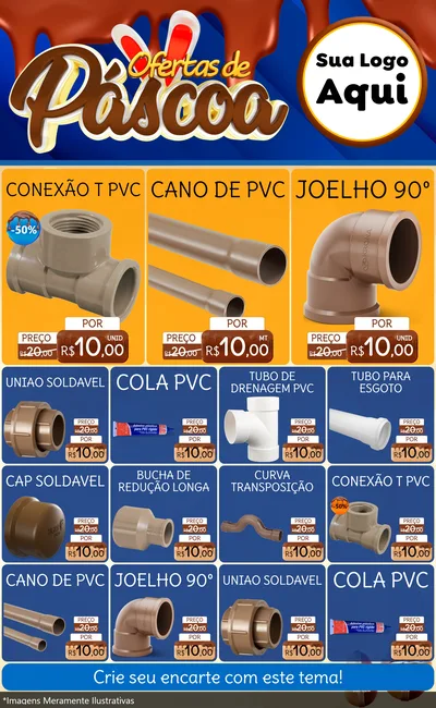 Modelo de Encarte para Encarte Grande com o tema Ofertas de Páscoa para Tubos e conexões