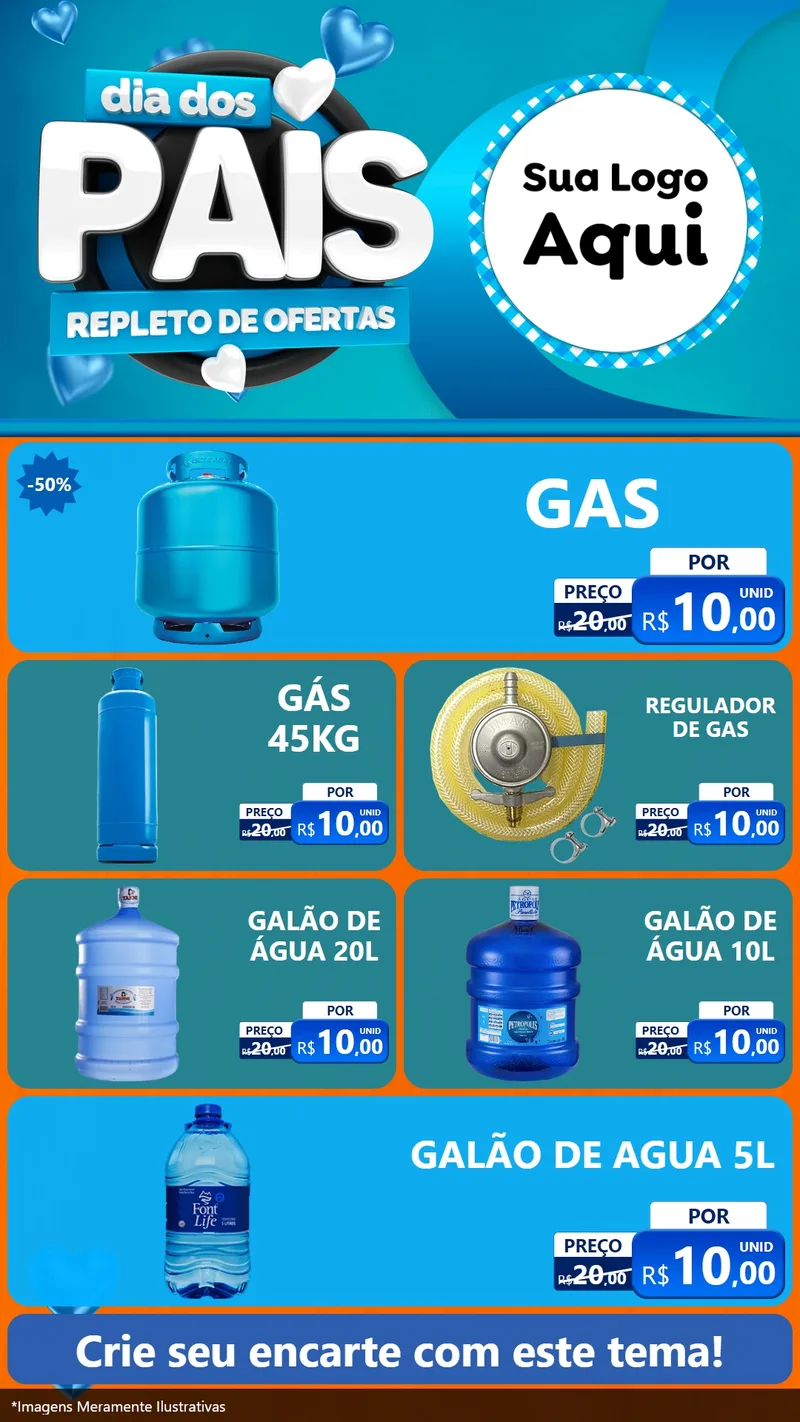 Modelo de TV para TV Vertical com o tema Dia Dos Pais Repleto de Ofertas para Água e gás
