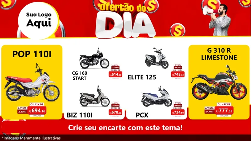Modelo de TV para TV Horizontal com o tema Ofertão do dia para Concessionaria de Motos