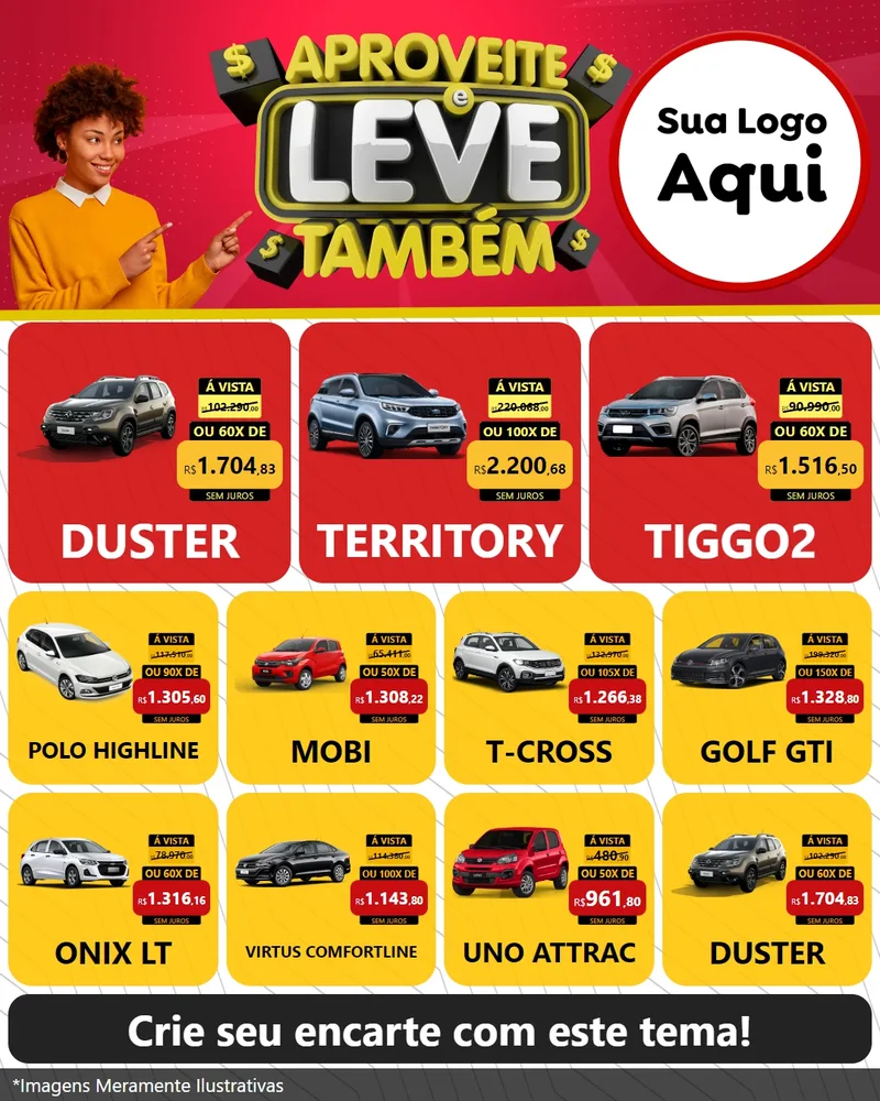 Modelo de Rede Social para Feed Instagram com o tema Aproveite e Leve Também para Concessionaria de Carros