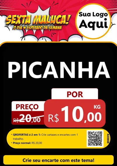 Modelo de Cartaz para Cartaz A4 Vertical com o tema Sexta Maluca! para Açougue