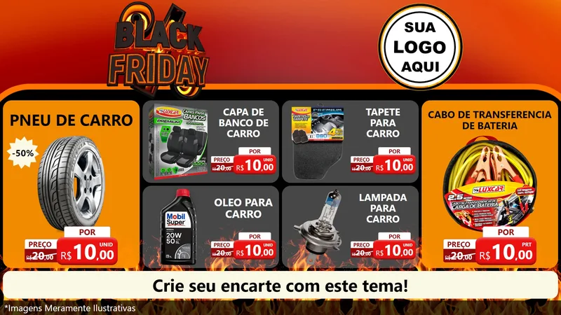 Modelo de TV para TV Horizontal com o tema Black Friday para Auto peças