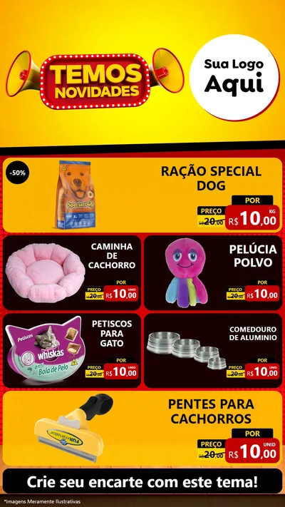 Modelo de TV para TV Vertical com o tema Temos Novidades para Pet Shop