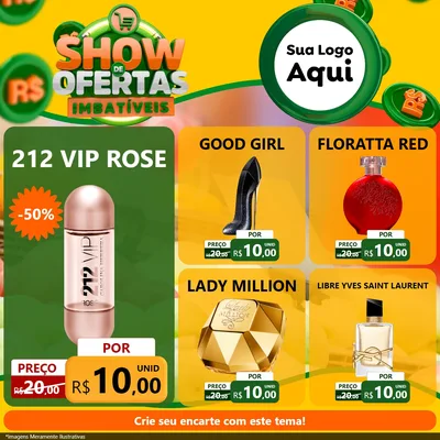 Modelo de Rede Social para Feed Facebook com o tema Show de Ofertas Imbatíveis para Perfumes
