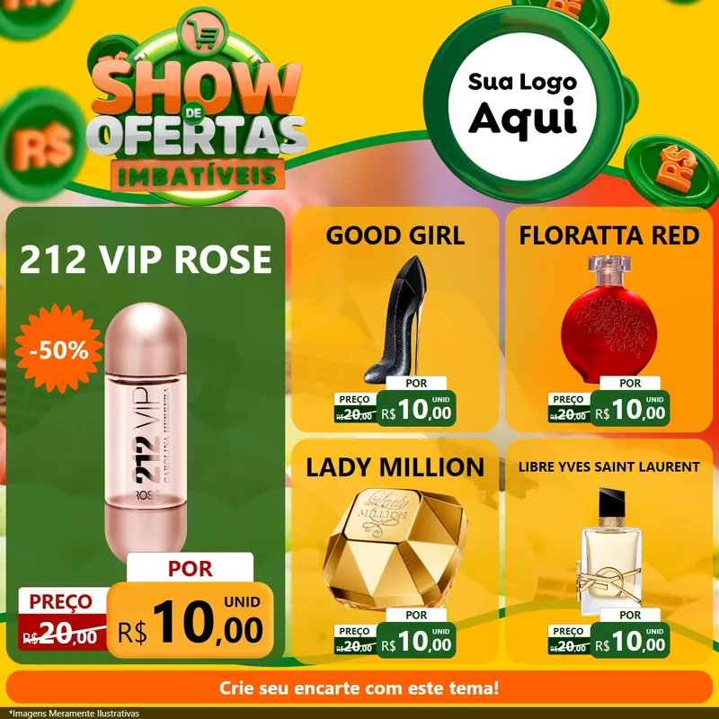 Modelo de Rede Social para Feed Facebook com o tema Show de Ofertas Imbatíveis para Perfumes