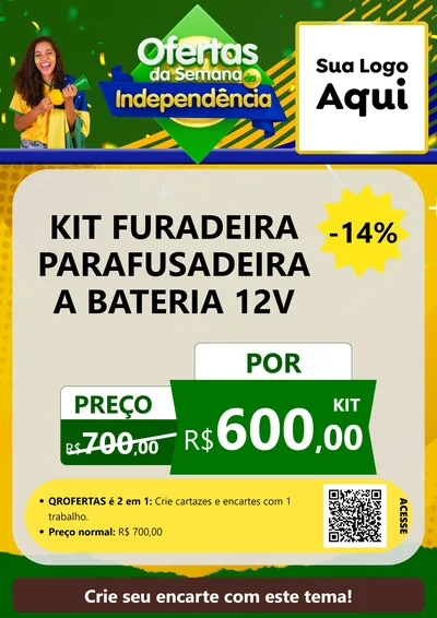Modelo de Cartaz para Cartaz A4 Vertical com o tema Ofertas da Semana da Independência para Maquinas e Ferramentas