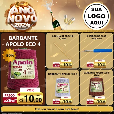Modelo de Rede Social para Feed Facebook com o tema Feliz Ano Novo 2027 para Armarinho e Aviamentos