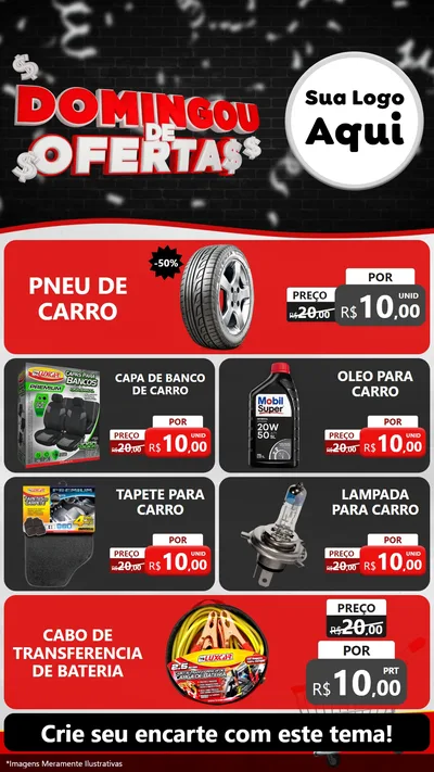 Modelo de TV para TV Vertical com o tema Domingou de Ofertas para Auto peças
