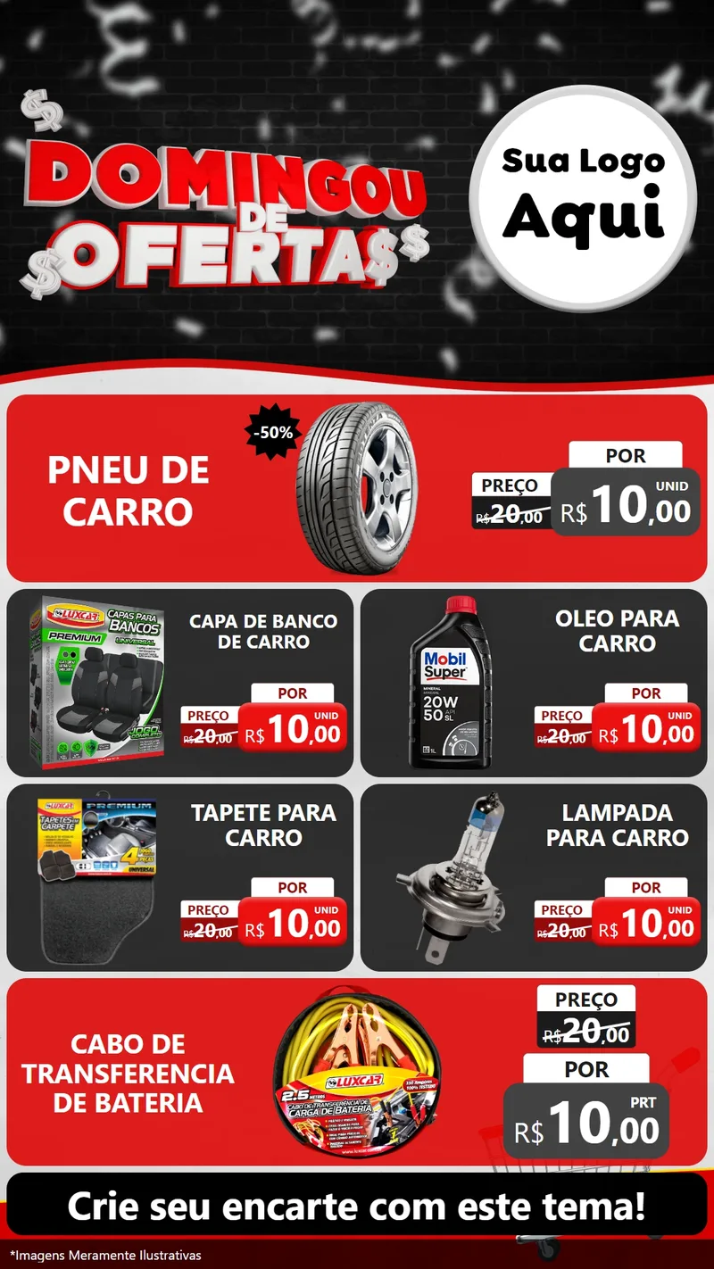 Modelo de TV para TV Vertical com o tema Domingou de Ofertas para Auto peças