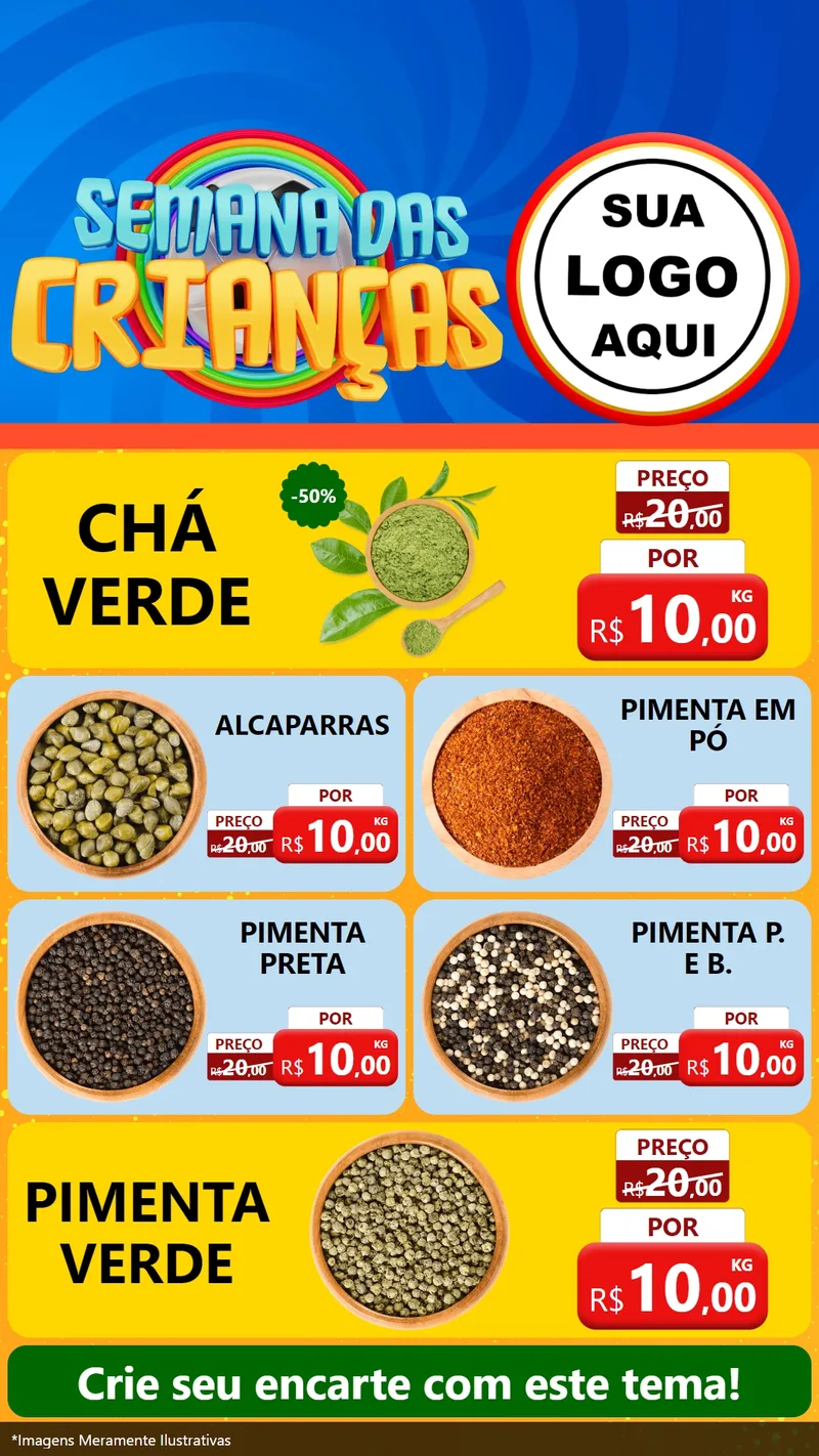 Modelo de TV para TV Vertical com o tema Semana das Crianças para Produtos Naturais