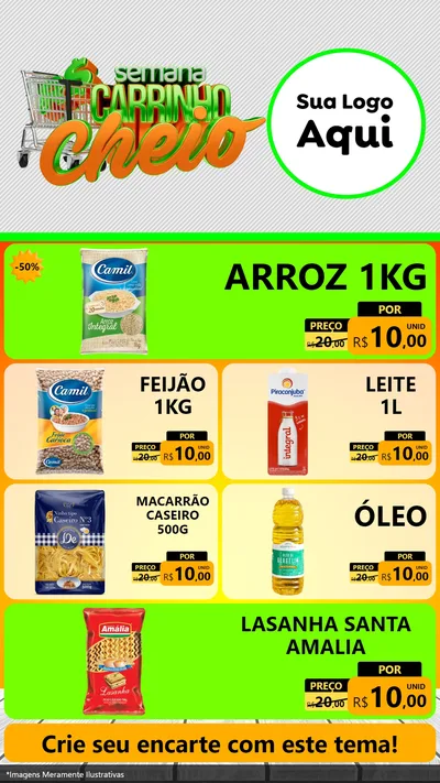 Modelo de TV para TV Vertical com o tema Semana Carrinho Cheio para Supermercado