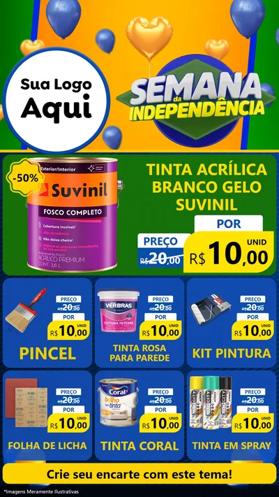 Modelo de Rede Social para Stories com o tema Semana da Independência para Tintas e Ferramentas
