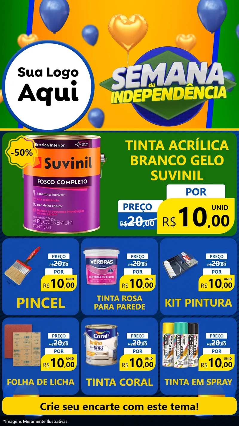 Modelo de Rede Social para Stories com o tema Semana da Independência para Tintas e Ferramentas