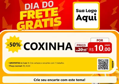 Modelo de Cartaz para Cartaz A4 Horizontal com o tema Dia do Frete Grátis para Salgadaria