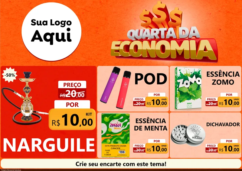 Modelo de Encarte para Encarte A4 Horizontal com o tema Quarta da Economia para Tabacaria