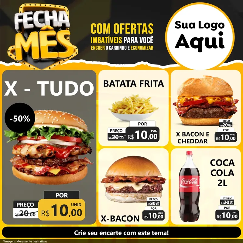 Modelo de Rede Social para Feed Facebook com o tema Fecha Mês para Hamburgueria