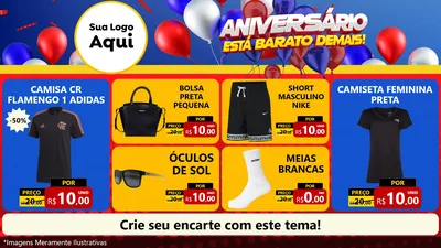 Modelo de TV para TV Horizontal com o tema Aniversário para Roupas e acessórios