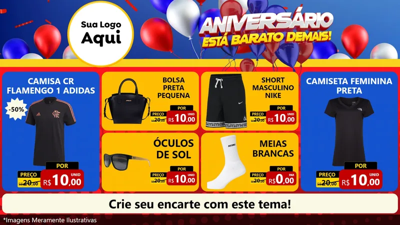 Modelo de TV para TV Horizontal com o tema Aniversário para Roupas e acessórios