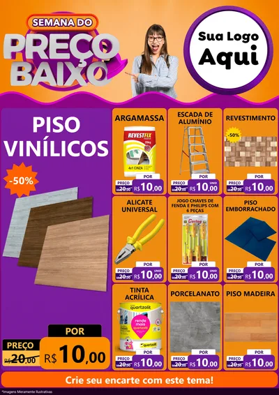 Modelo de Encarte para Encarte A4 Vertical com o tema Semana do Preço Baixo para Material para Construção