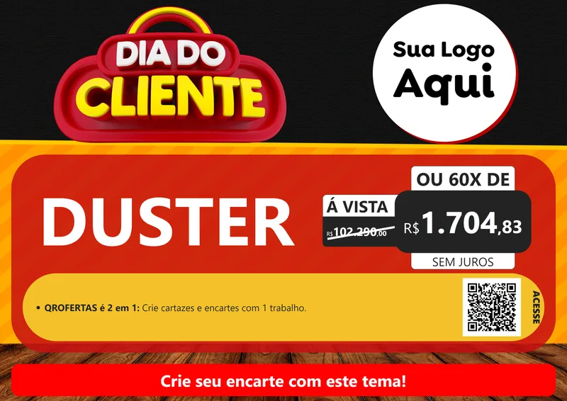 Modelo de Cartaz para Cartaz A4 Horizontal com o tema Dia do Cliente para Concessionaria de Carros