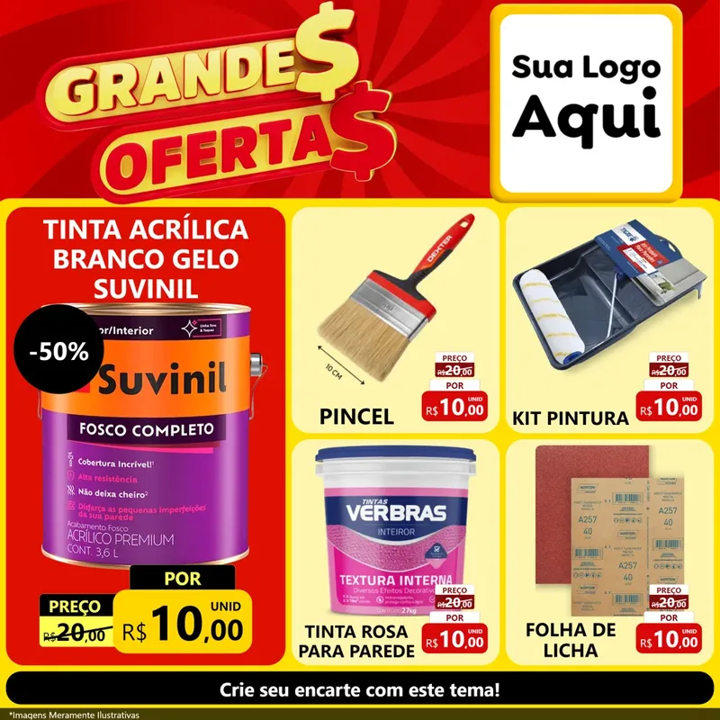 Modelo de Rede Social para Feed Facebook com o tema Grandes Ofertas para Tintas e Ferramentas