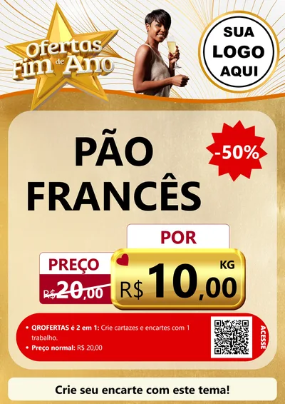 Modelo de Cartaz para Cartaz A4 Vertical com o tema Ofertas Fim de Ano para Padaria