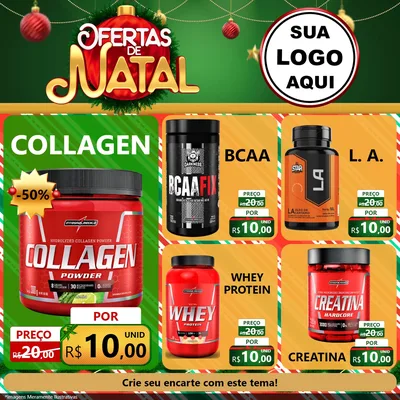 Modelo de Rede Social para Feed Facebook com o tema Ofertas de Natal para Suplementos alimentares