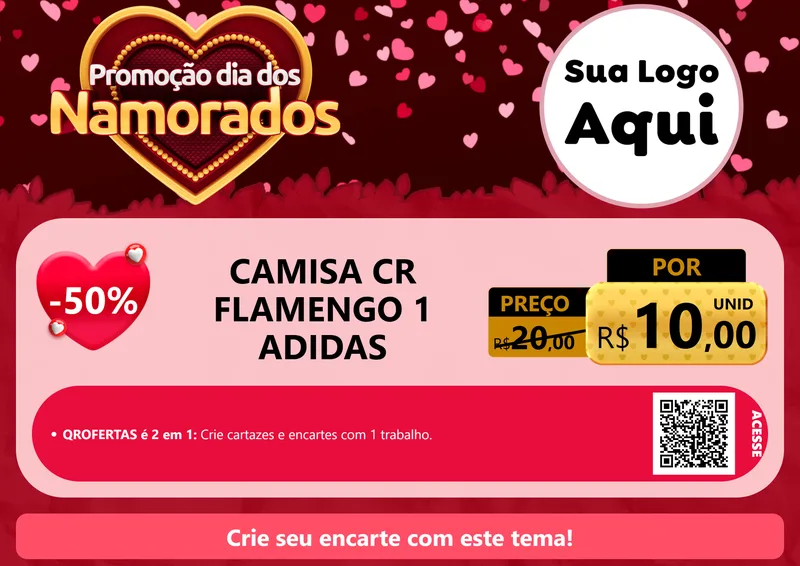 Modelo de Cartaz para Cartaz A4 Horizontal com o tema Promoção Dia Dos Namorados para Roupas e acessórios