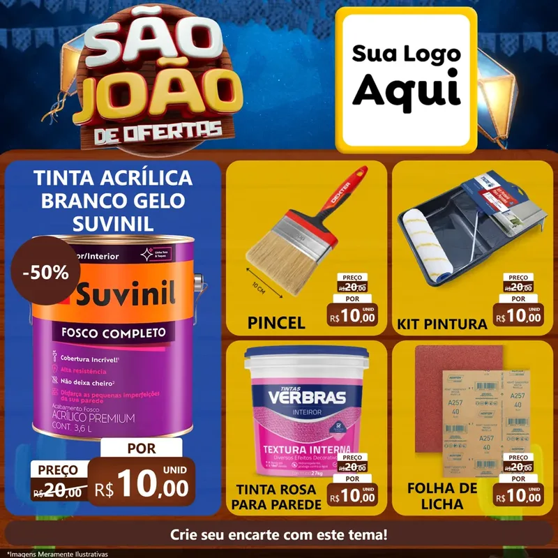 Modelo de Rede Social para Feed Facebook com o tema São João Ofertas Imbatíveis! - Junina para Tintas e Ferramentas