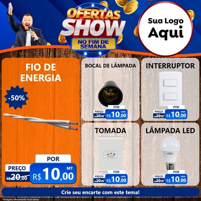 Modelo de Rede Social para Feed Facebook com o tema Ofertas Show No Fim De Semana para Materiais Elétricos