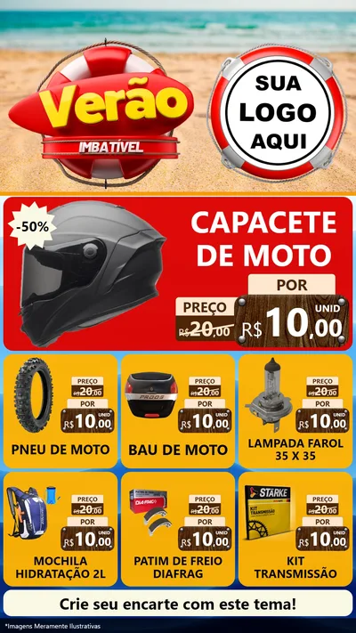 Modelo de Rede Social para Stories com o tema Verão Imbatível para Moto peças