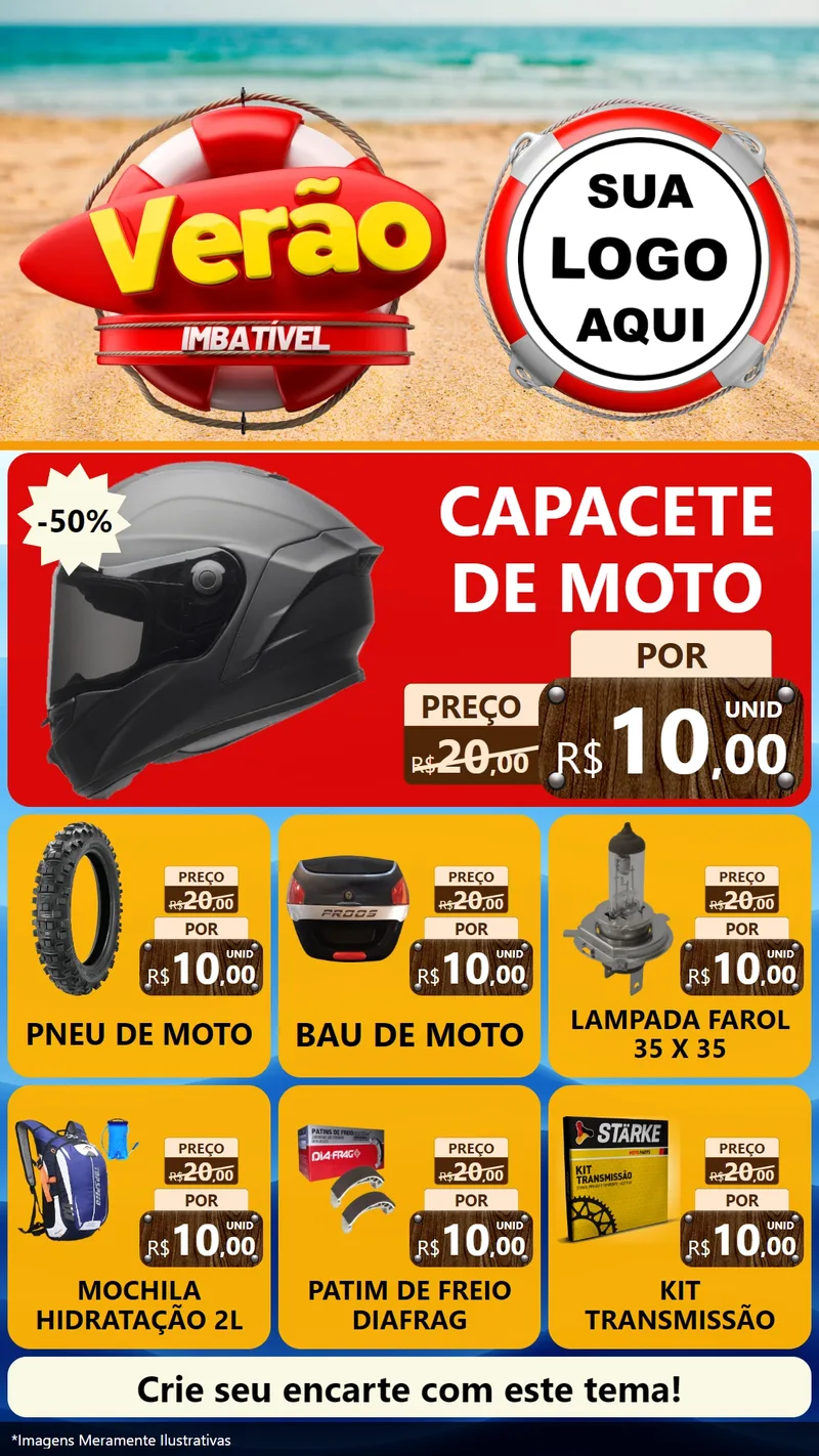 Modelo de Rede Social para Stories com o tema Verão Imbatível para Moto peças