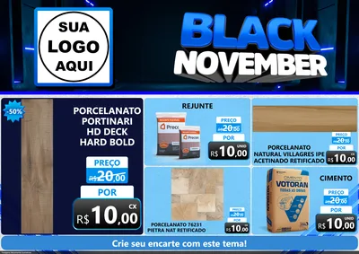 Modelo de Encarte para Encarte A4 Horizontal com o tema Black November para Pisos e revestimentos