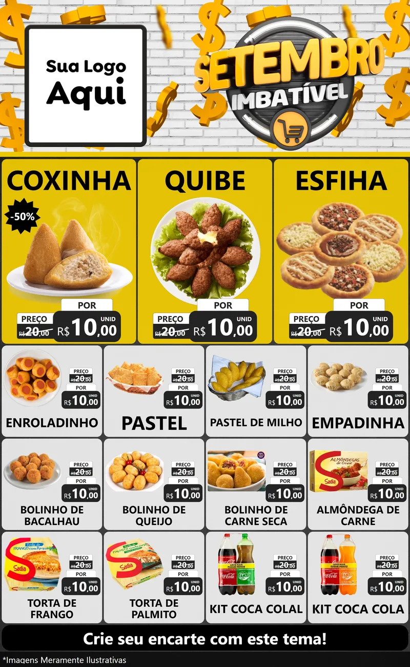 Modelo de Encarte para Encarte Grande com o tema Setembro Imbatível para Salgadaria