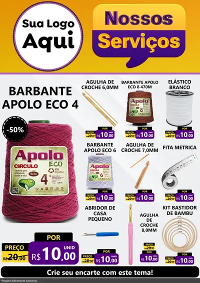 Modelo de Encarte para Encarte A4 Vertical com o tema Nossos Serviços para Armarinho e Aviamentos