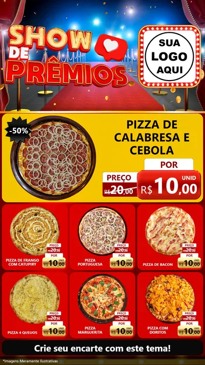 Modelo de Rede Social para Stories com o tema Show de Prêmios para Pizzaria