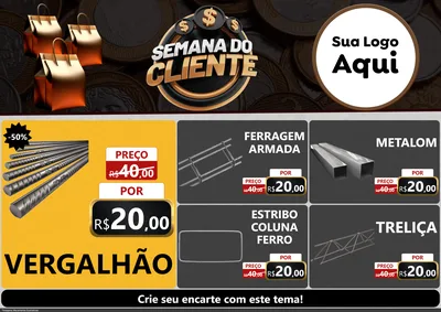 Modelo de Encarte para Encarte A4 Horizontal com o tema Semana do Cliente para Ferragens