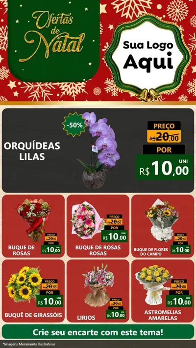 Modelo de Rede Social para Stories com o tema Natal de Ofertas para Floricultura e jardim